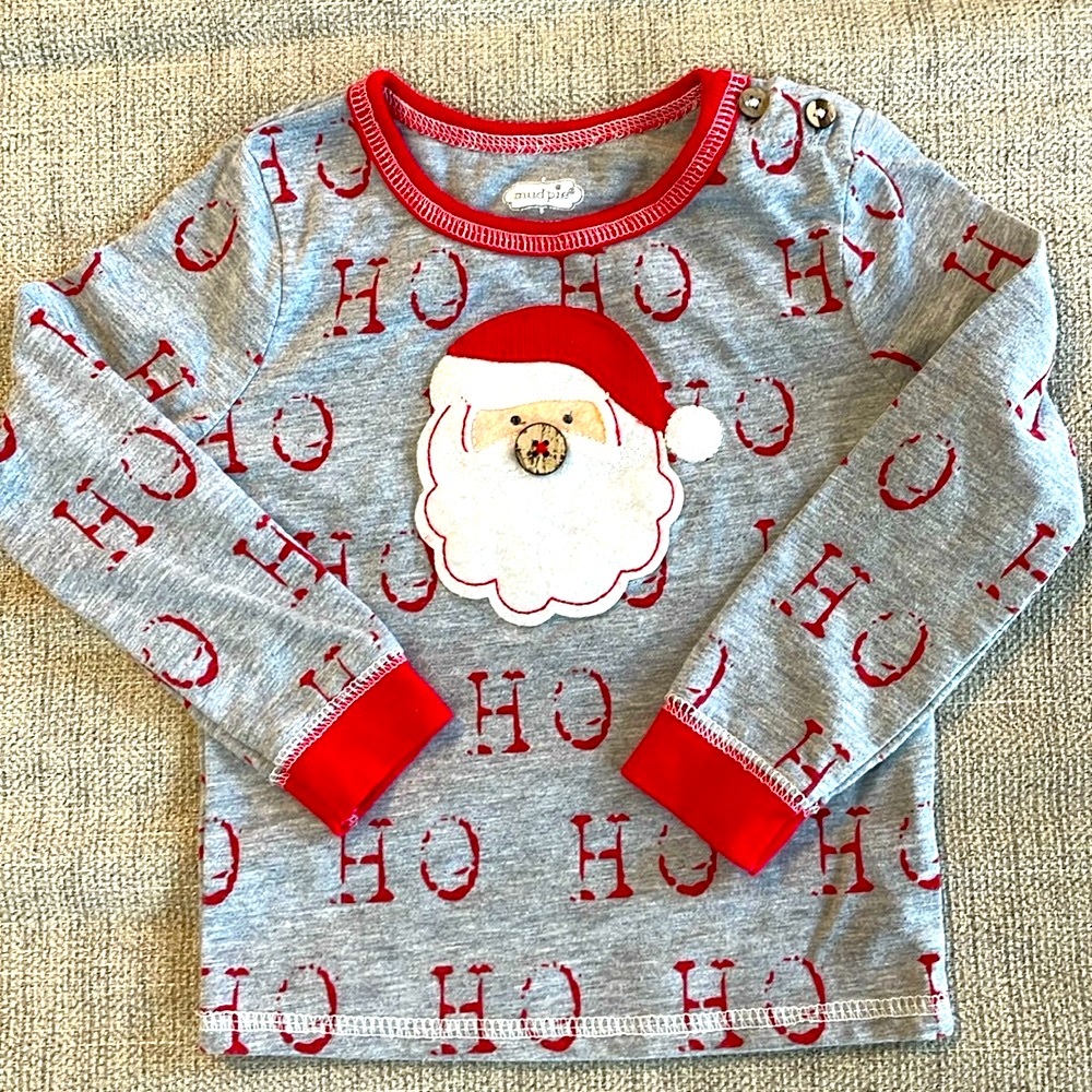 Mud Pie Santa pajama top, Ho Ho Ho, size 24 months/2T